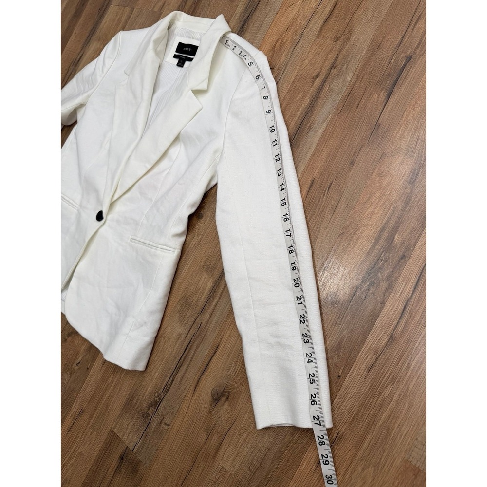 J.Crew Parke White Linen Blend Blazer Size 2 One Button Tailored‎ Jacket - Picture 11 of 11
